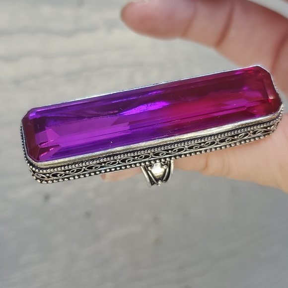 New Amazing Oversized Bi-Color Tourmaline 925 Silver Statement Ring. - Picture 9 of 16